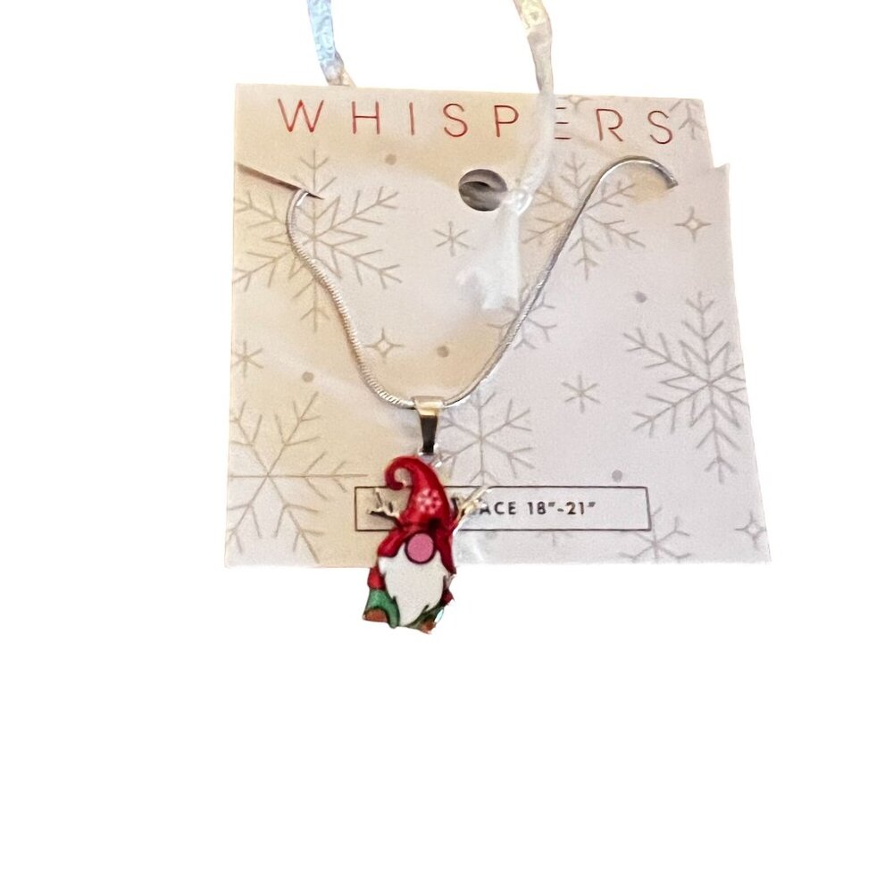 Christmas Gnome Pendant Necklace‎ 18"-21" Chain whishpers